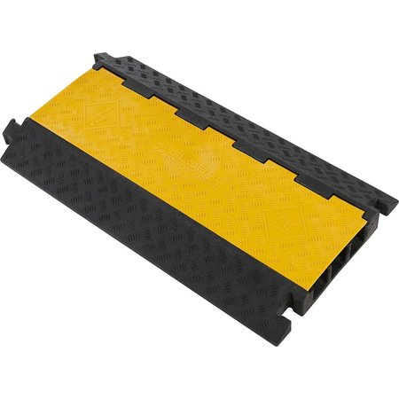 GLOBAL INDUSTRIAL 3-Channel Industrial Cable Protector, 22,000 lbs. Cap., Black & Yellow 670618